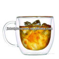 Heart Resistant Double-wall Drinking glass tea cup with handle juice cup